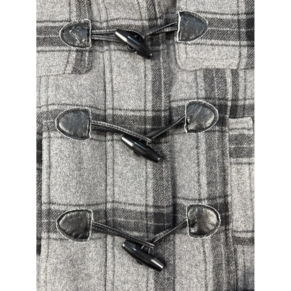 Aeropostale Duffle Coat Womens M Grey Plaid Wool Blend Toggle EUC